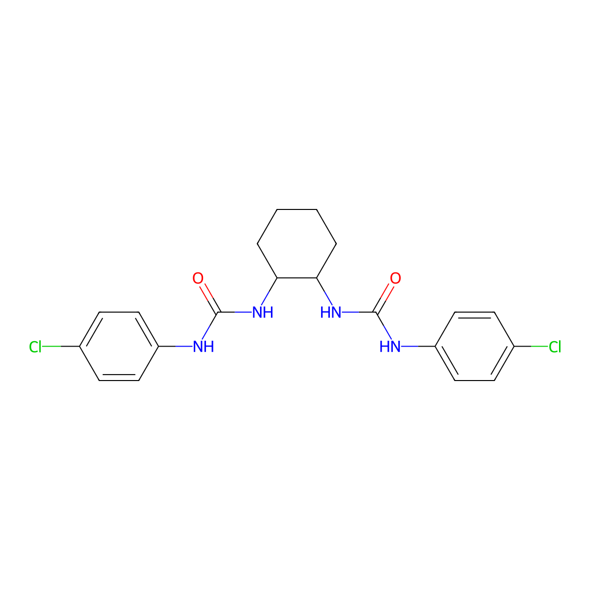 1-(4-Chloro-phenyl)-3-(2-(3-(4-chloro-phenyl)-ureido)-cyclohexyl)-urea molecular structure, CAS 303092-04-8