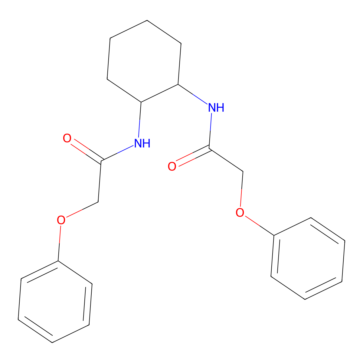 2-Phenoxy-N-(2-((phenoxyacetyl)amino)cyclohexyl)acetamide molecular structure, CAS 303092-45-7
