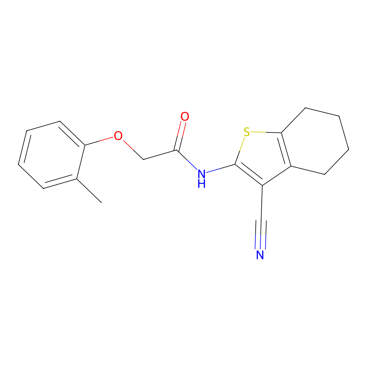N-(3-Cyano-4,5,6,7-tetrahydro-1-benzothien-2-YL)-2-(2-methylphenoxy)acetamide molecular structure, CAS 303092-51-5