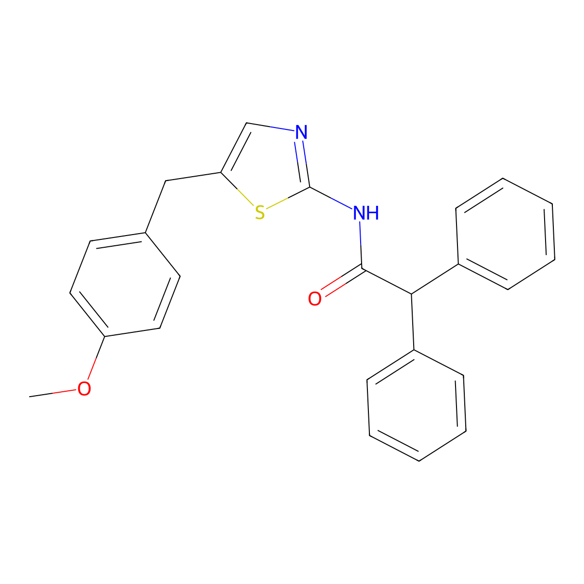N-[5-[(4-Methoxyphenyl)methyl]-2-thiazolyl]-alpha-phenylbenzeneacetamide molecular structure, CAS 303092-96-8
