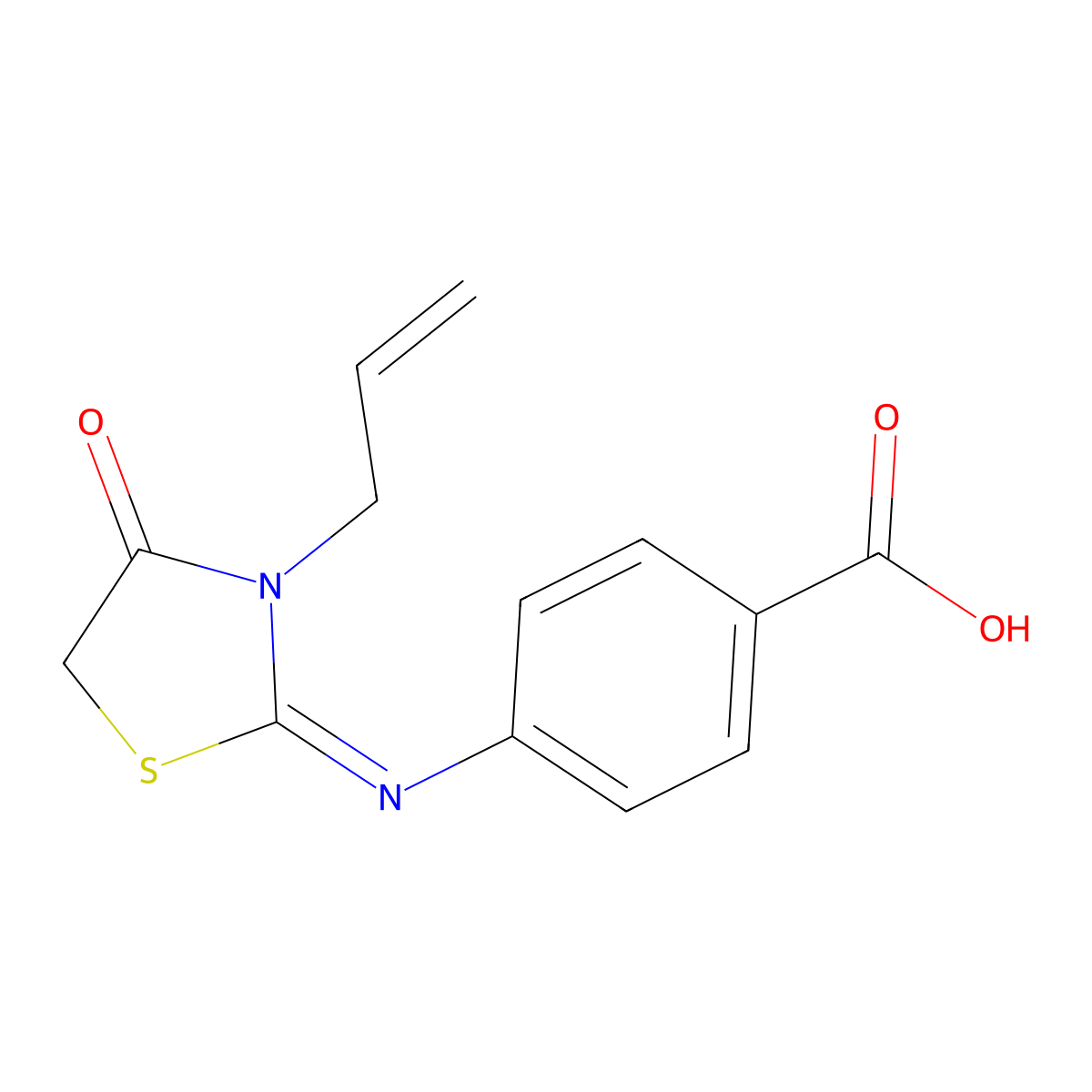 4-((3-Allyl-4-oxo-1,3-thiazolidin-2-ylidene)amino)benzoic acid molecular structure, CAS 303093-13-2