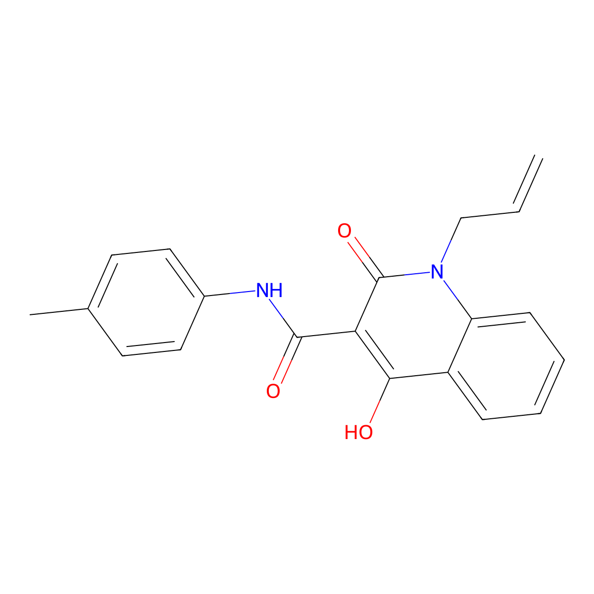 1-allyl-4-hydroxy-2-oxo-N-(p-tolyl)-1,2-dihydroquinoline-3-carboxamide molecular structure, CAS 303093-20-1