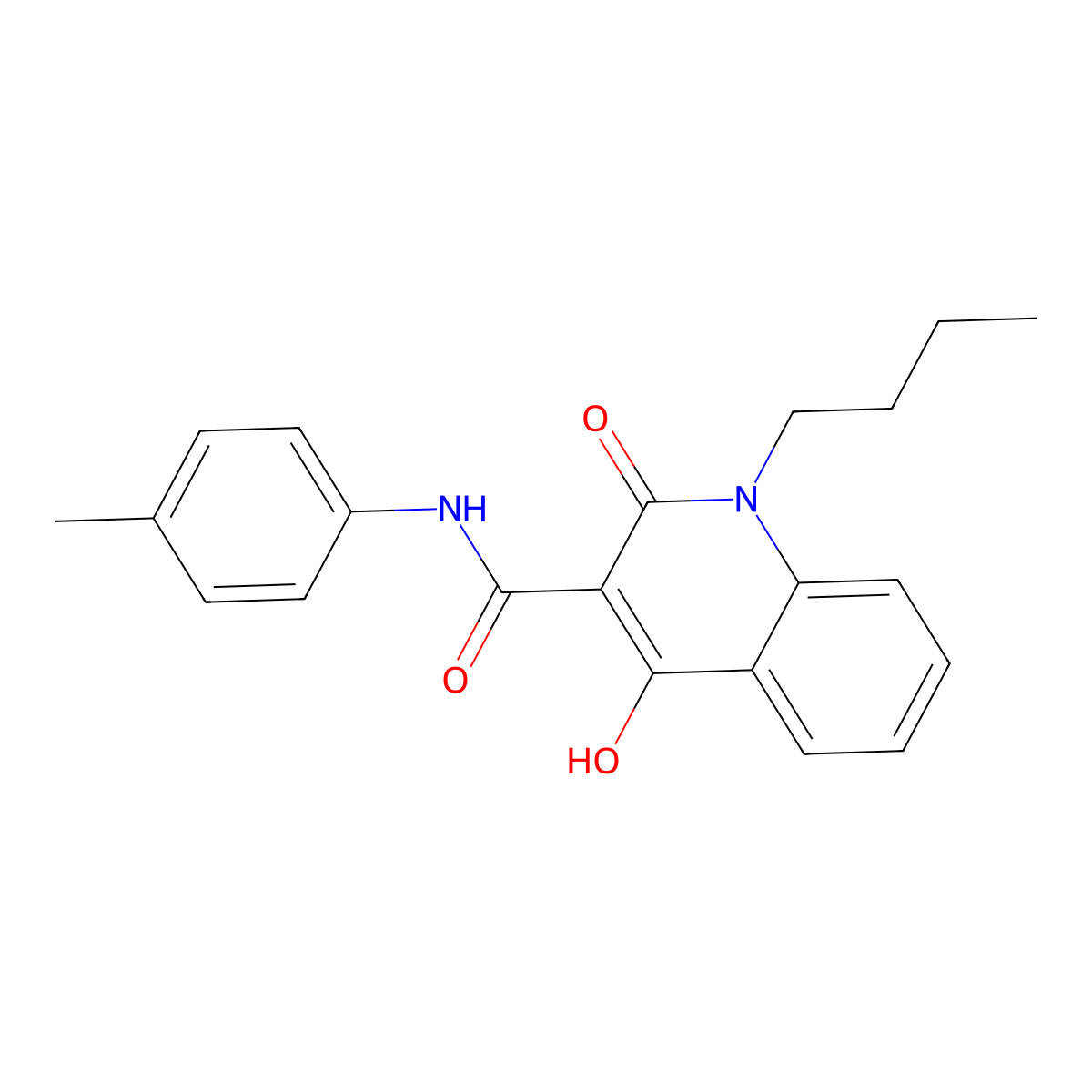 1-Butyl-1,2-dihydro-4-hydroxy-N-(4-methylphenyl)-2-oxo-3-quinolinecarboxamide molecular structure, CAS 303093-21-2
