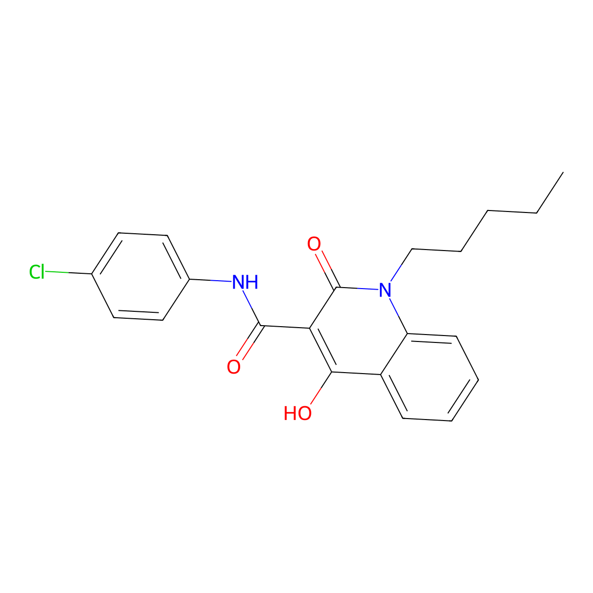N-(4-Chlorophenyl)-4-hydroxy-2-oxo-1-pentyl-1,2-dihydro-3-quinolinecarboxamide molecular structure, CAS 303093-25-6