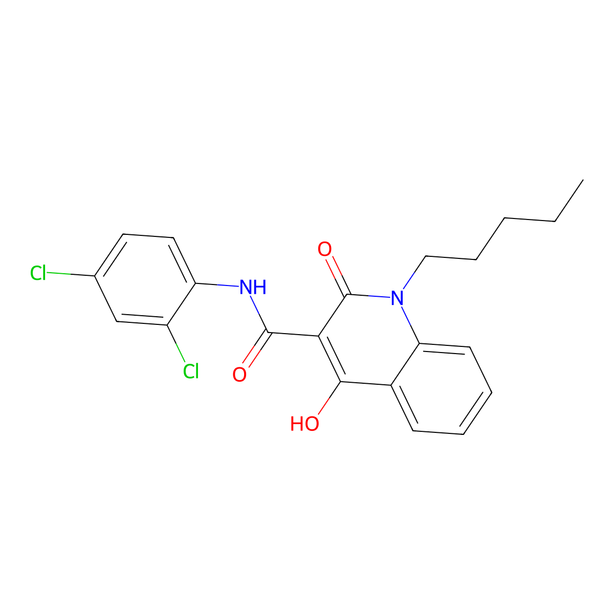 N-(2,4-Dichlorophenyl)-4-HO-2-oxo-1-pentyl-1,2-dihydro-3-quinolinecarboxamide molecular structure, CAS 303093-26-7