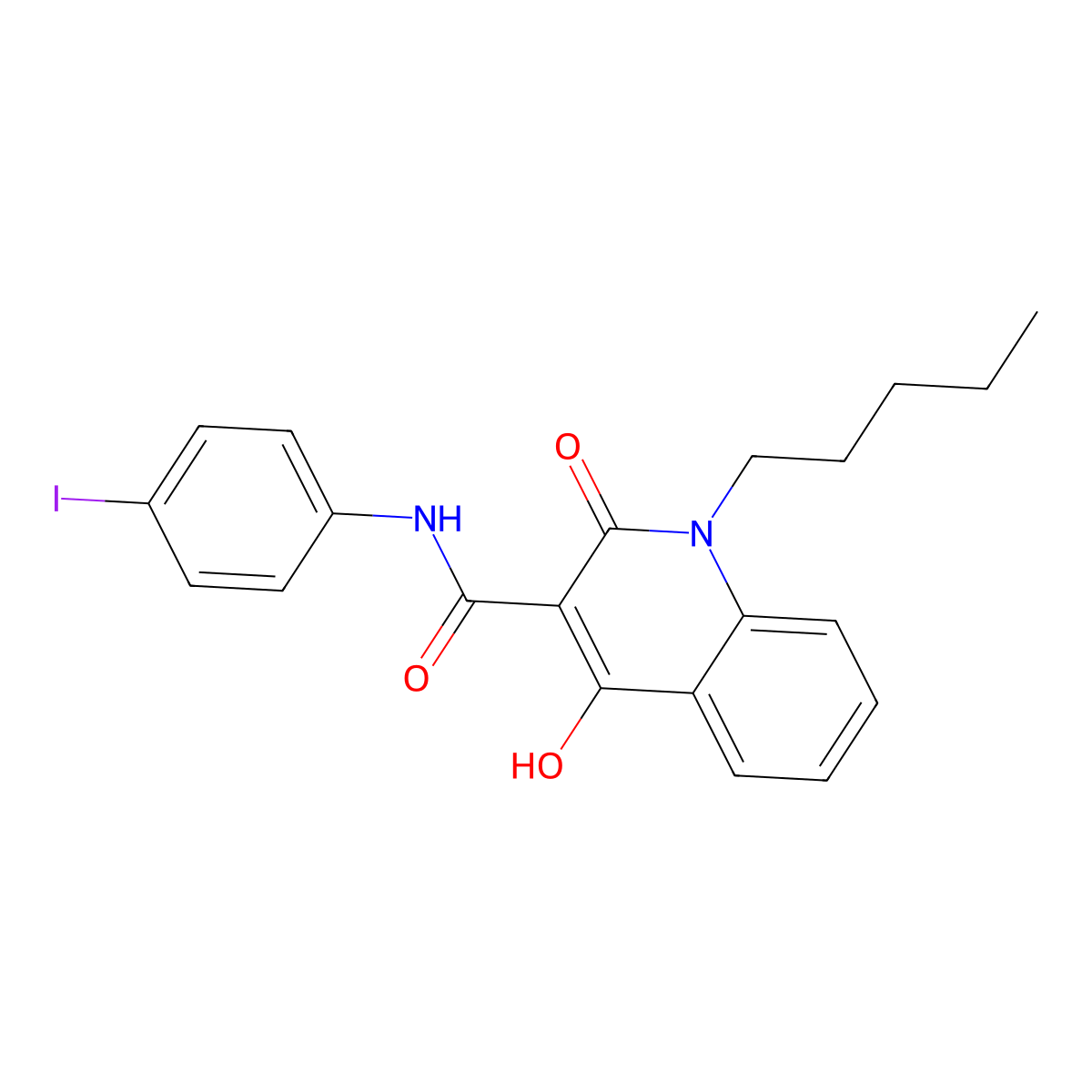4-Hydroxy-N-(4-iodophenyl)-2-oxo-1-pentyl-1,2-dihydro-3-quinolinecarboxamide molecular structure, CAS 303093-31-4