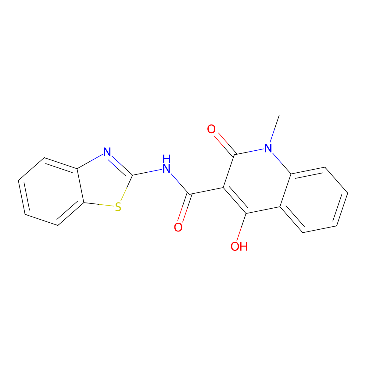 N-(1,3-benzothiazol-2-yl)-4-hydroxy-1-methyl-2-oxo-1,2-dihydroquinoline-3-carboxamide molecular structure, CAS 303093-32-5