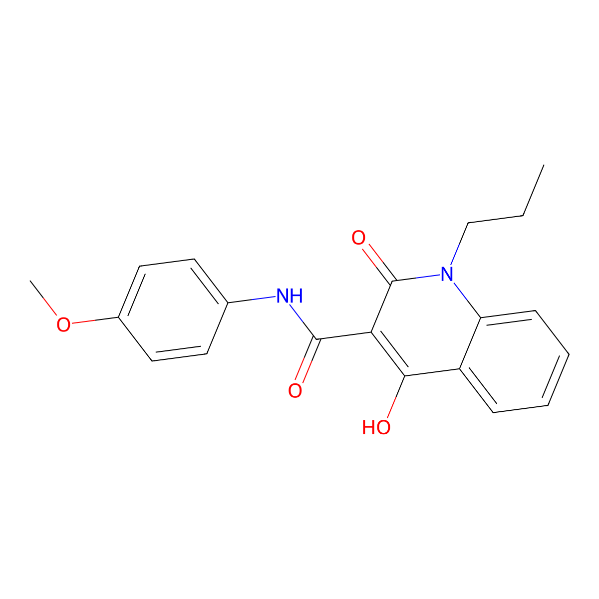 4-Hydroxy-N-(4-methoxyphenyl)-2-oxo-1-propyl-1,2-dihydro-3-quinolinecarboxamide molecular structure, CAS 303093-37-0