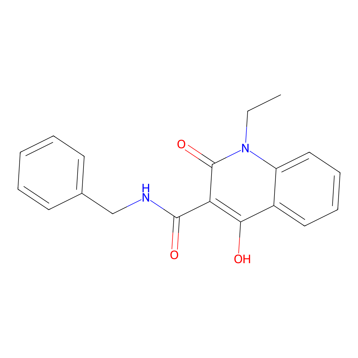 N-benzyl-1-ethyl-4-hydroxy-2-oxo-1,2-dihydroquinoline-3-carboxamide molecular structure, CAS 303093-41-6