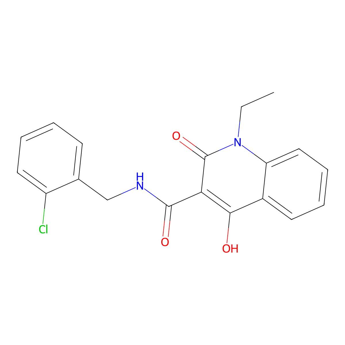 N-(2-Chlorobenzyl)-1-ethyl-4-hydroxy-2-oxo-1,2-dihydro-3-quinolinecarboxamide molecular structure, CAS 303093-42-7