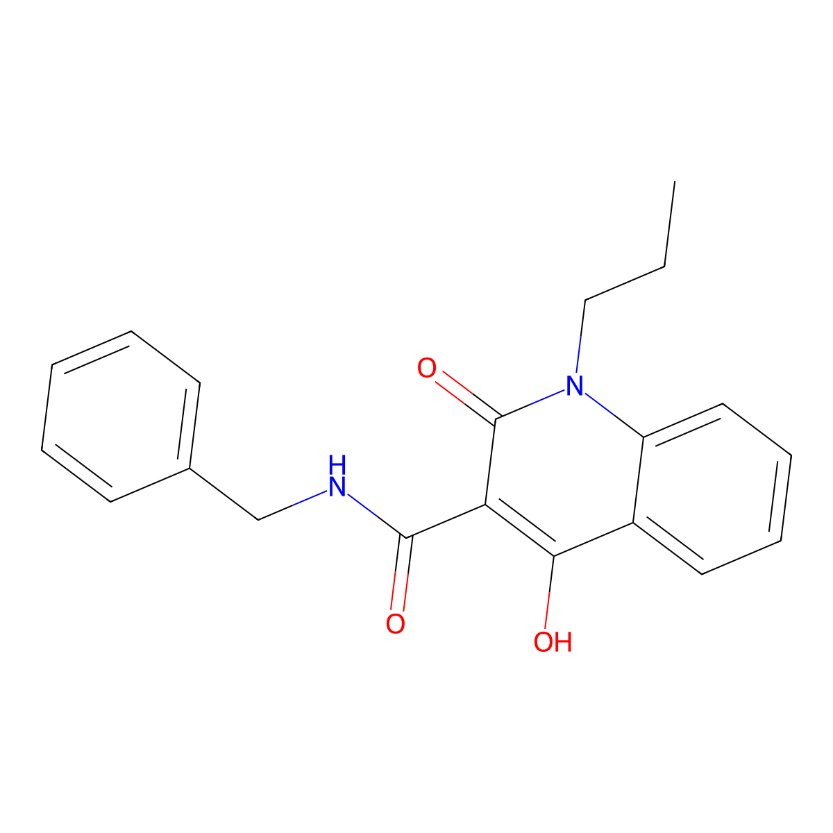 N-benzyl-4-hydroxy-2-oxo-1-propyl-1,2-dihydroquinoline-3-carboxamide molecular structure, CAS 303093-43-8
