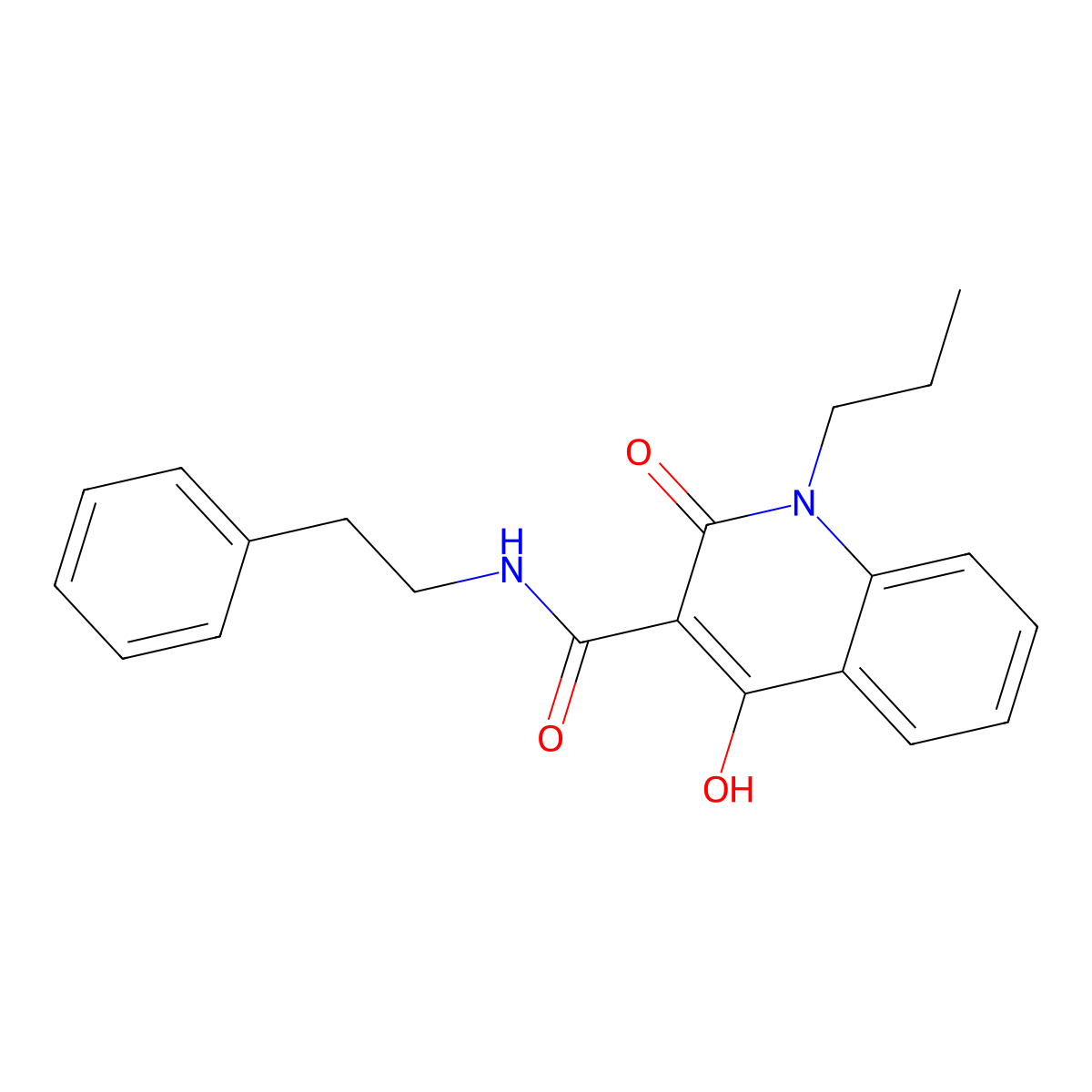 4-Hydroxy-2-oxo-N-(2-phenylethyl)-1-propyl-1,2-dihydro-3-quinolinecarboxamide molecular structure, CAS 303093-45-0