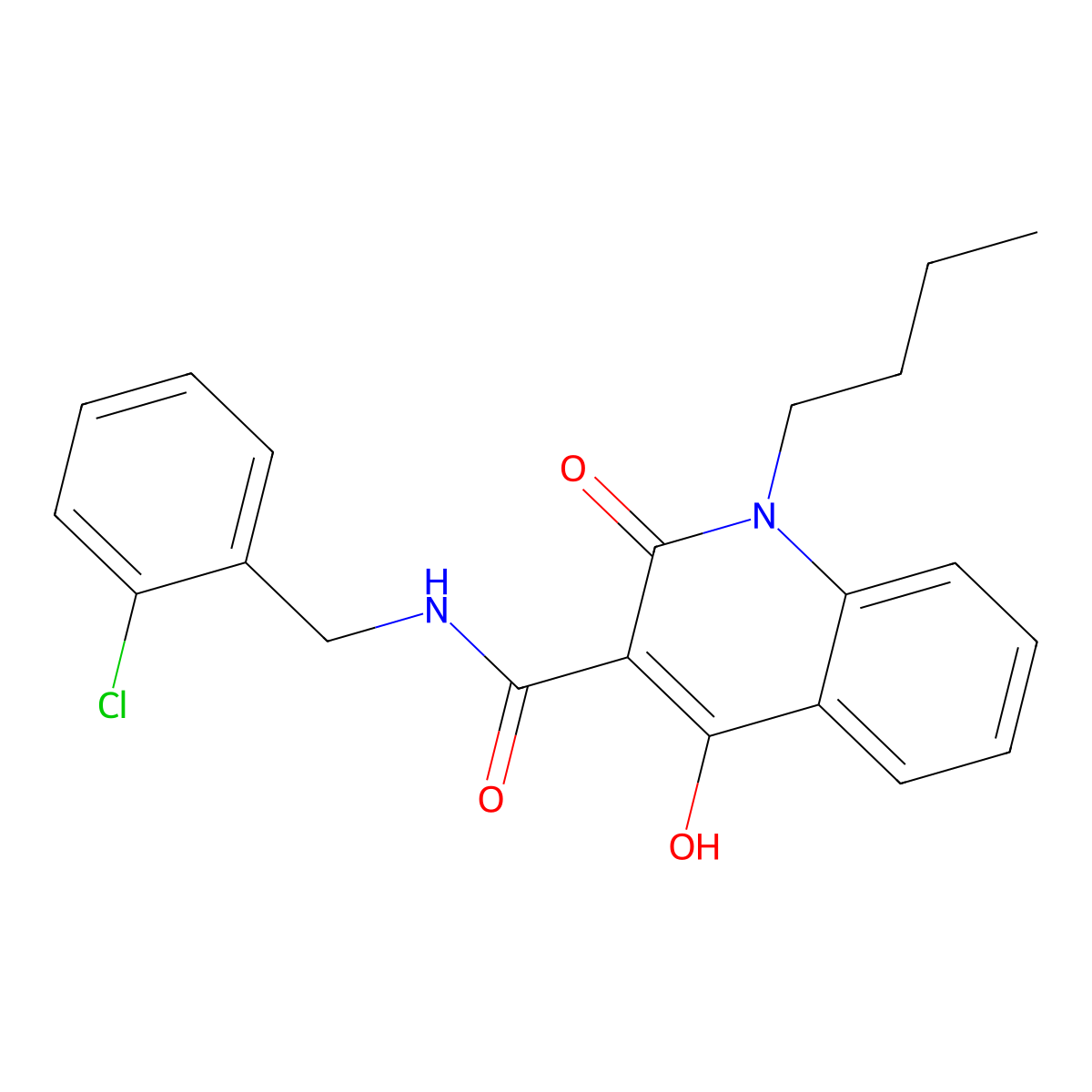 1-butyl-N-[(2-chlorophenyl)methyl]-2-hydroxy-4-oxoquinoline-3-carboxamide molecular structure, CAS 303093-46-1