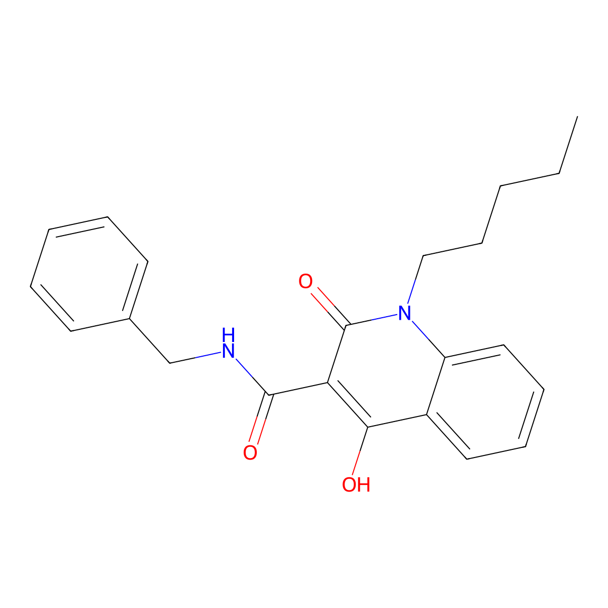 N-benzyl-4-hydroxy-2-oxo-1-pentyl-1,2-dihydroquinoline-3-carboxamide molecular structure, CAS 303093-47-2
