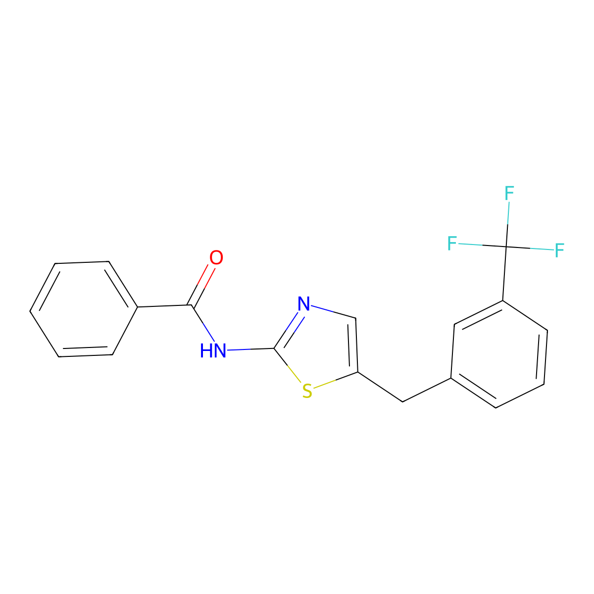 N-{5-[3-(trifluoromethyl)benzyl]-1,3-thiazol-2-yl}benzamide molecular structure, CAS 303093-60-9