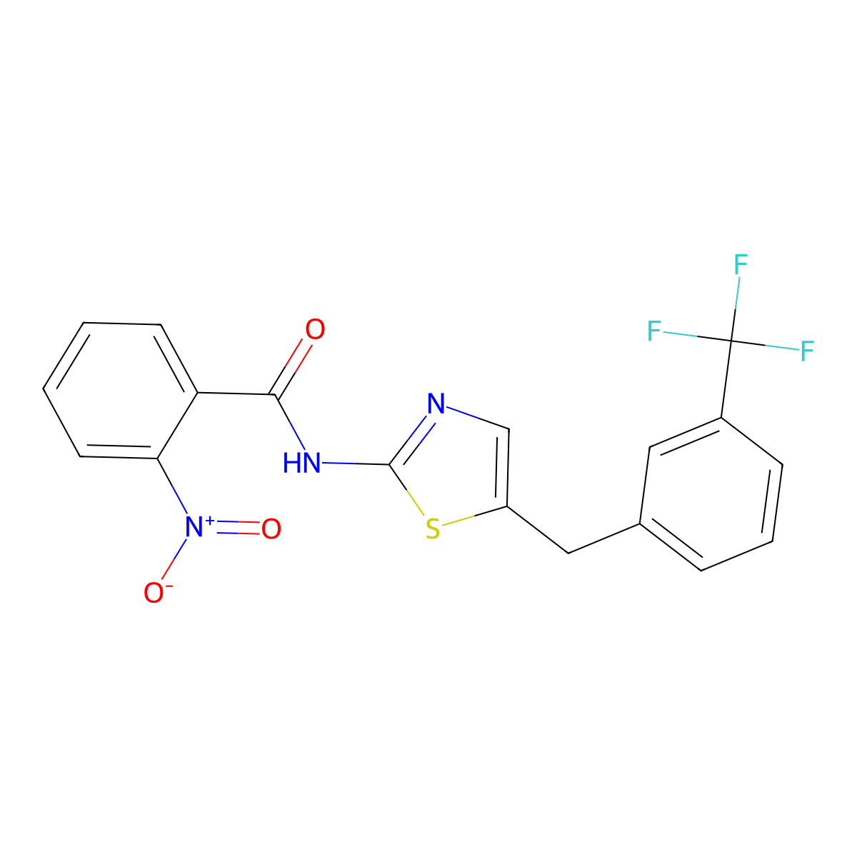 2-Nitro-N-(5-(3-(trifluoromethyl)benzyl)-1,3-thiazol-2-YL)benzamide molecular structure, CAS 303093-64-3