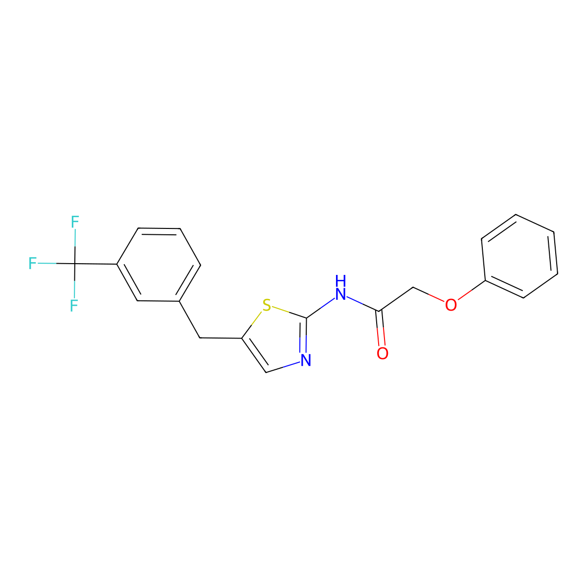 2-Phenoxy-N-(5-(3-(trifluoromethyl)benzyl)-1,3-thiazol-2-YL)acetamide molecular structure, CAS 303093-70-1