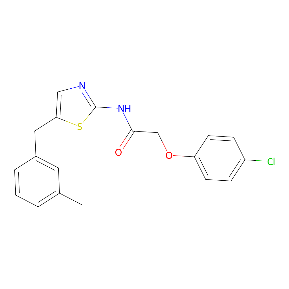 2-(4-Chlorophenoxy)-N-(5-(3-methylbenzyl)-1,3-thiazol-2-YL)acetamide molecular structure, CAS 303093-71-2