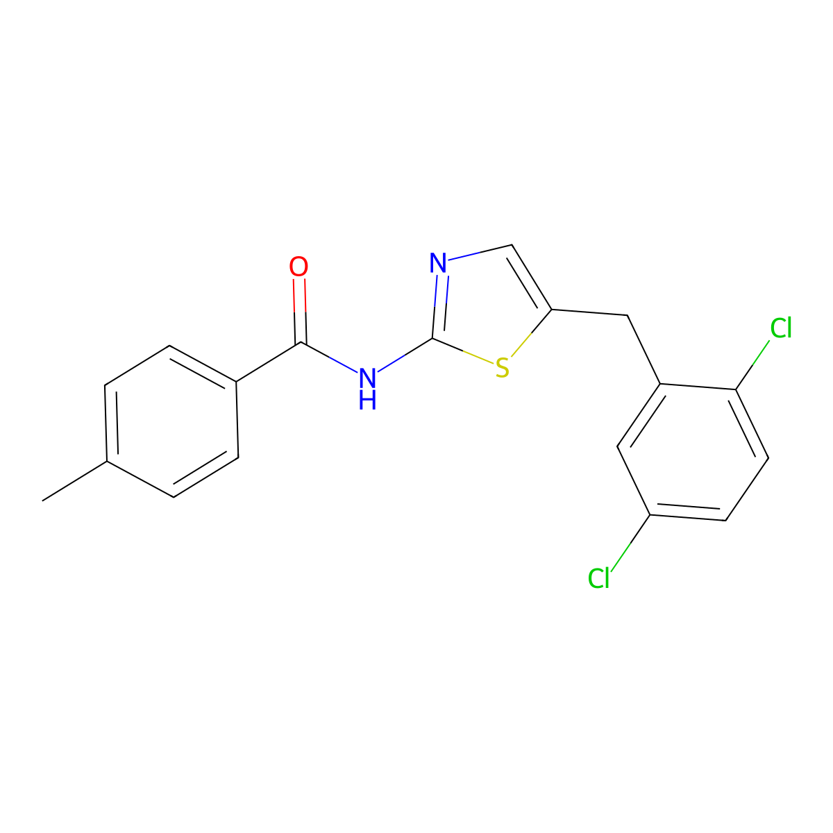 N-(5-(2,5-Dichlorobenzyl)-1,3-thiazol-2-YL)-4-methylbenzamide molecular structure, CAS 303093-75-6