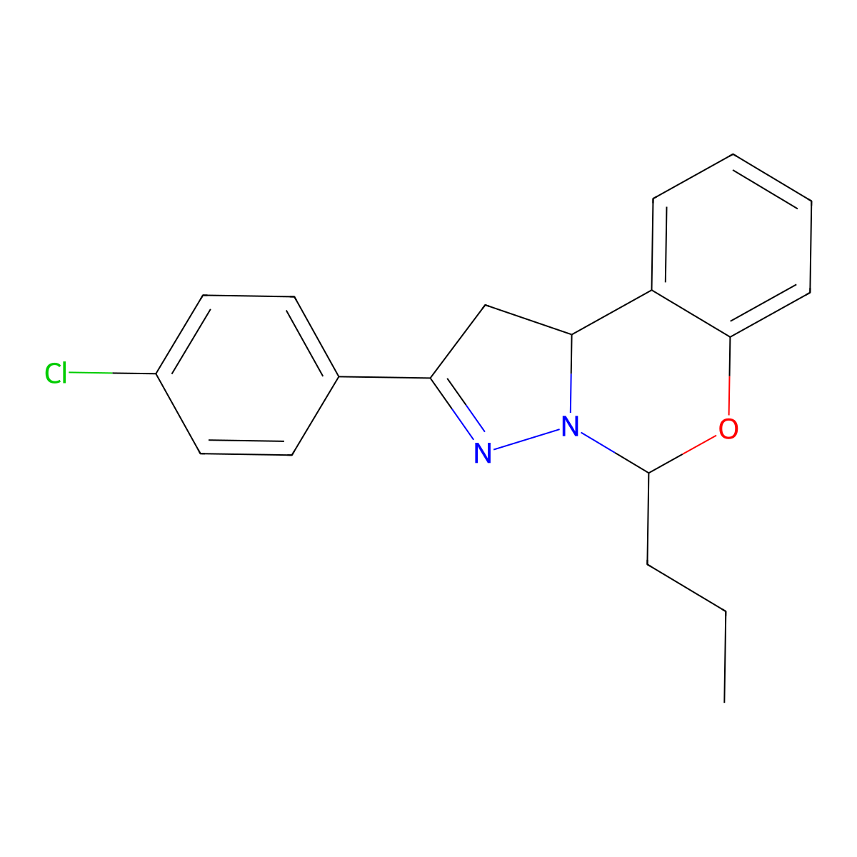 2-(4-Chlorophenyl)-5-propyl-1,10B-dihydropyrazolo(1,5-C)(1,3)benzoxazine molecular structure, CAS 303093-91-6