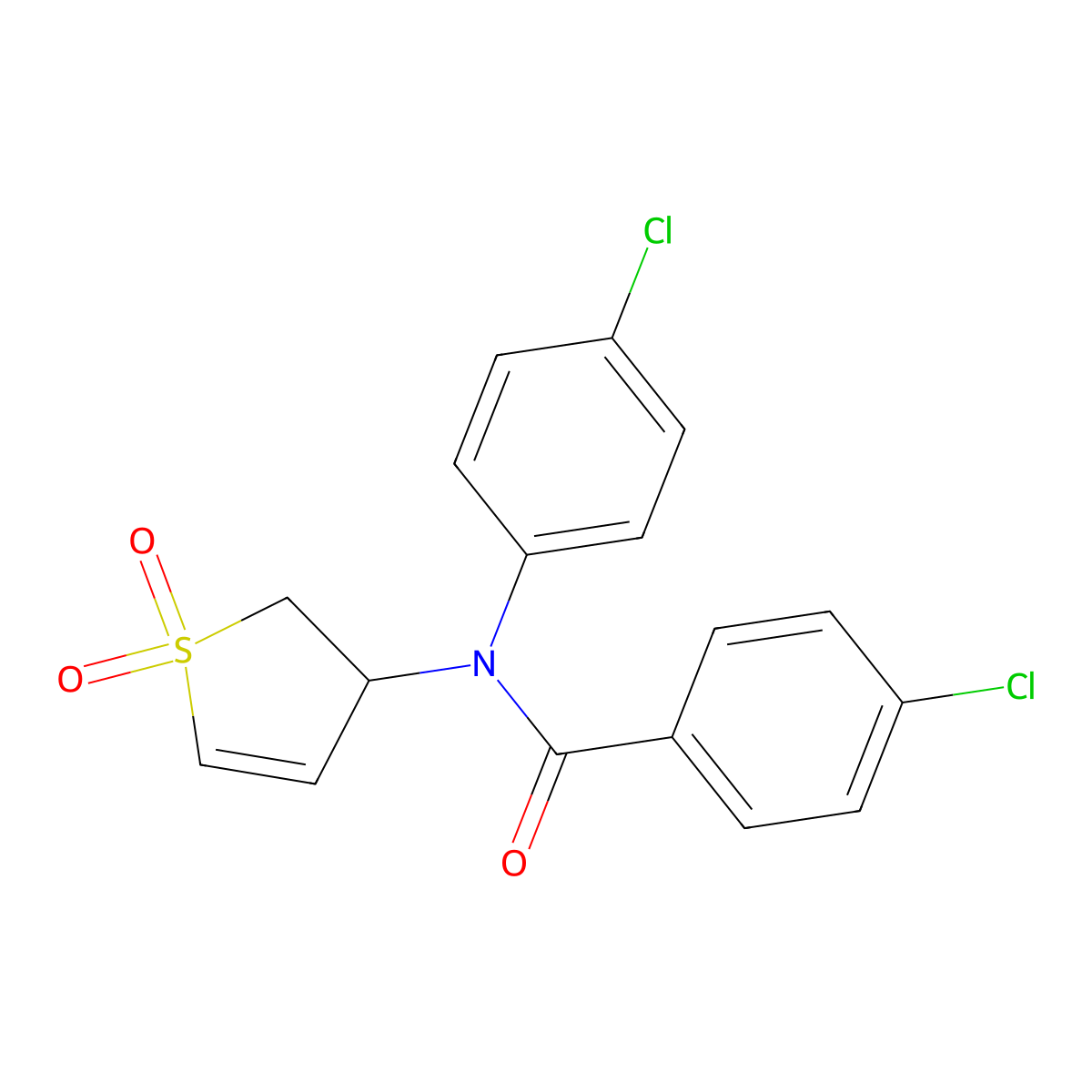 4-chloro-N-(4-chlorophenyl)-N-(1,1-dioxo-2,3-dihydrothiophen-3-yl)benzamide molecular structure, CAS 303094-05-5