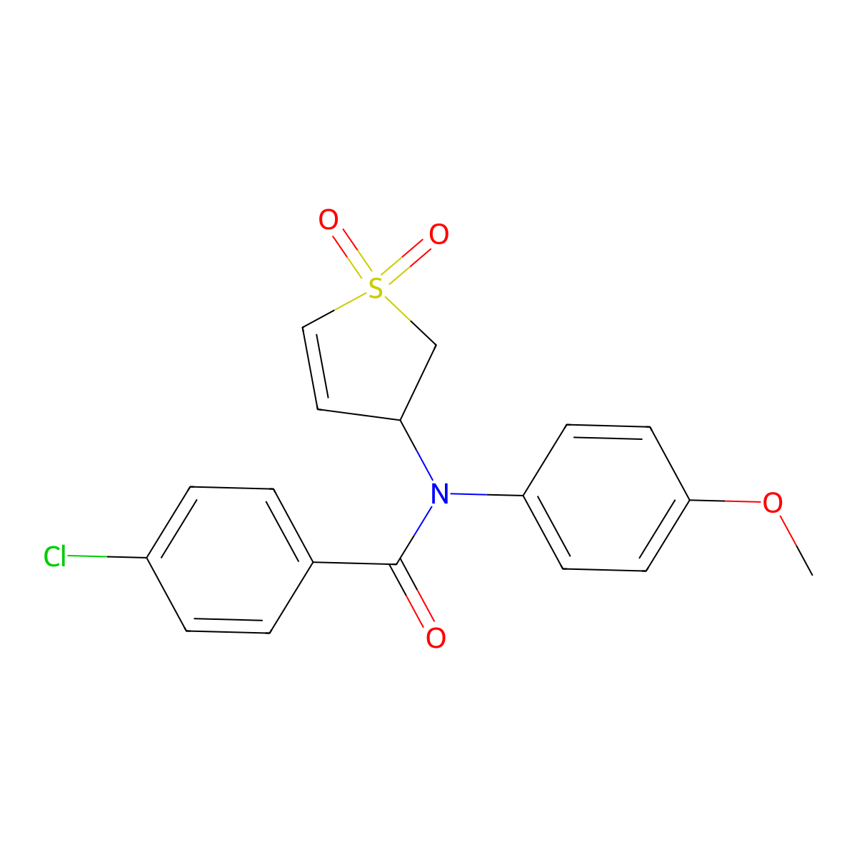 4-Chloro-N-(1,1-dioxido-2,3-dihydro-3-thienyl)-N-(4-methoxyphenyl)benzamide molecular structure, CAS 303094-06-6