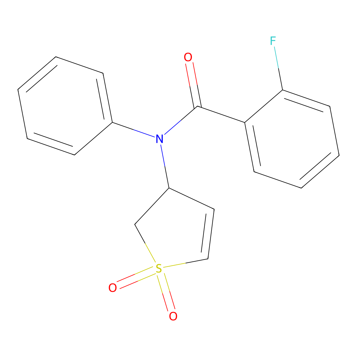 N-(1,1-Dioxido-2,3-dihydro-3-thienyl)-2-fluoro-N-phenylbenzamide molecular structure, CAS 303094-10-2