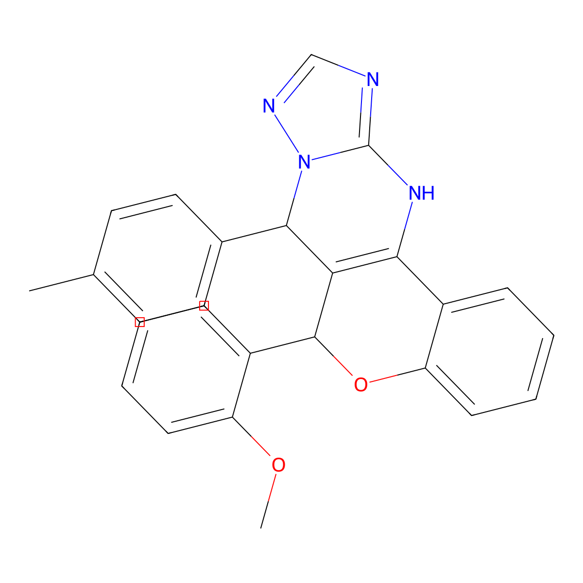 6-(2-Methoxyphenyl)-7-(4-methylphenyl)-7,12-dihydro-6H-chromeno(4,3-D)(1,2,4)triazolo(1,5-A)pyrimidine molecular structure, CAS 303094-22-6