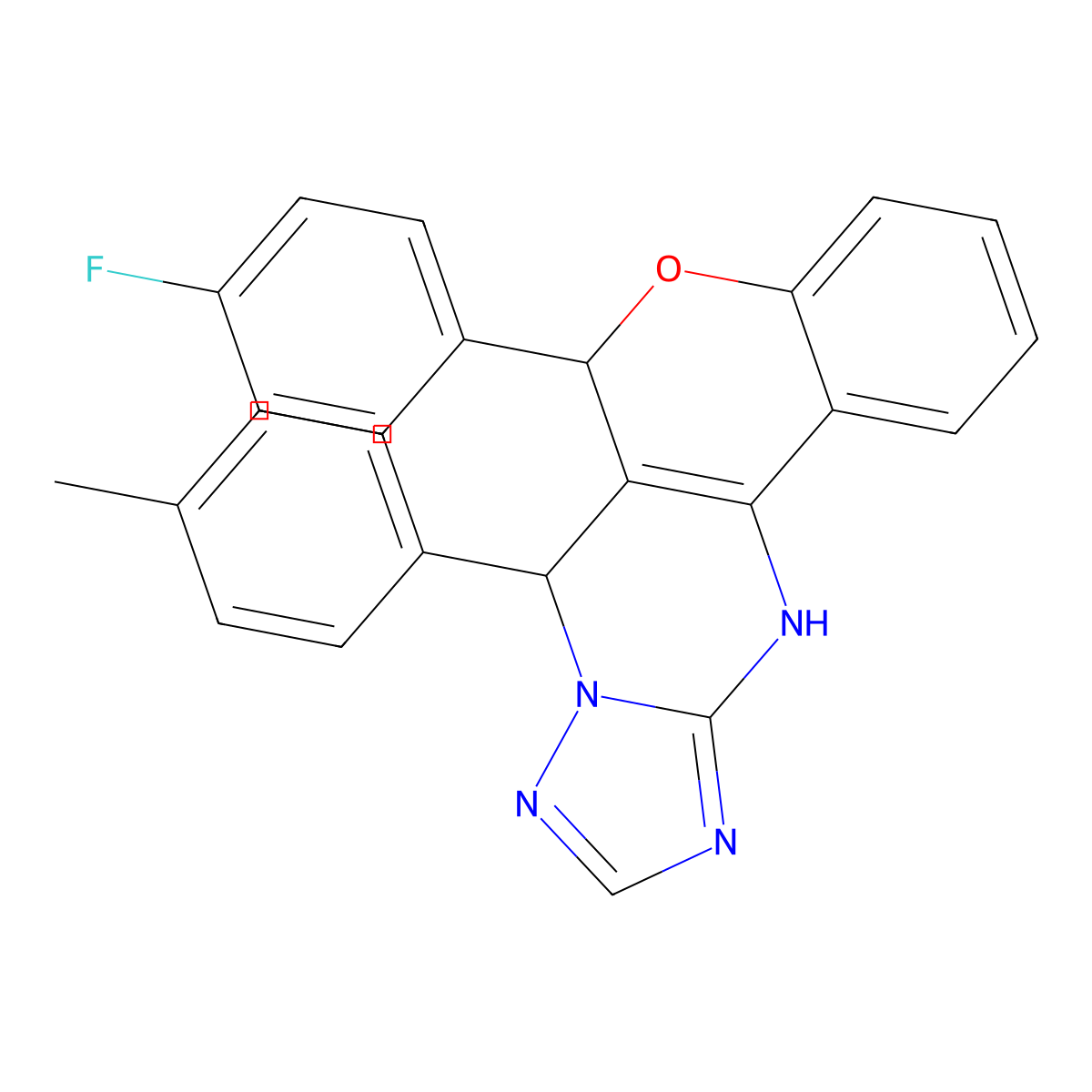 6-(4-Fluorophenyl)-7-(4-methylphenyl)-7,12-dihydro-6H-chromeno[4,3-D][1,2,4]triazolo[1,5-A]pyrimidine molecular structure, CAS 303094-24-8