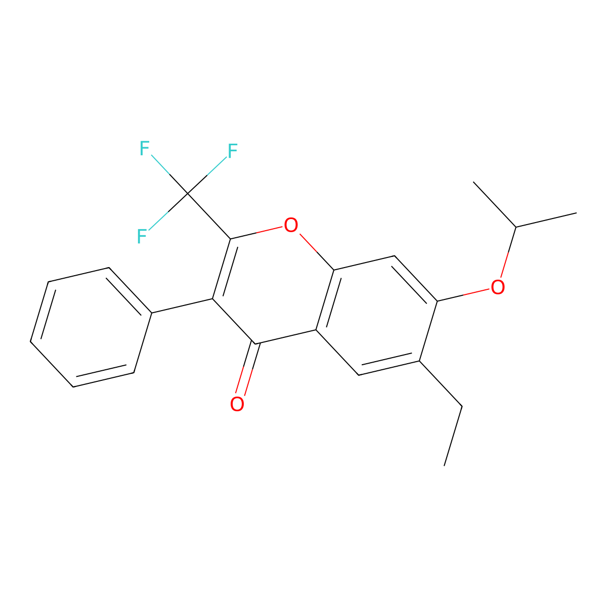 6-Ethyl-7-isopropoxy-3-phenyl-2-(trifluoromethyl)-4H-chromen-4-one molecular structure, CAS 303094-52-2