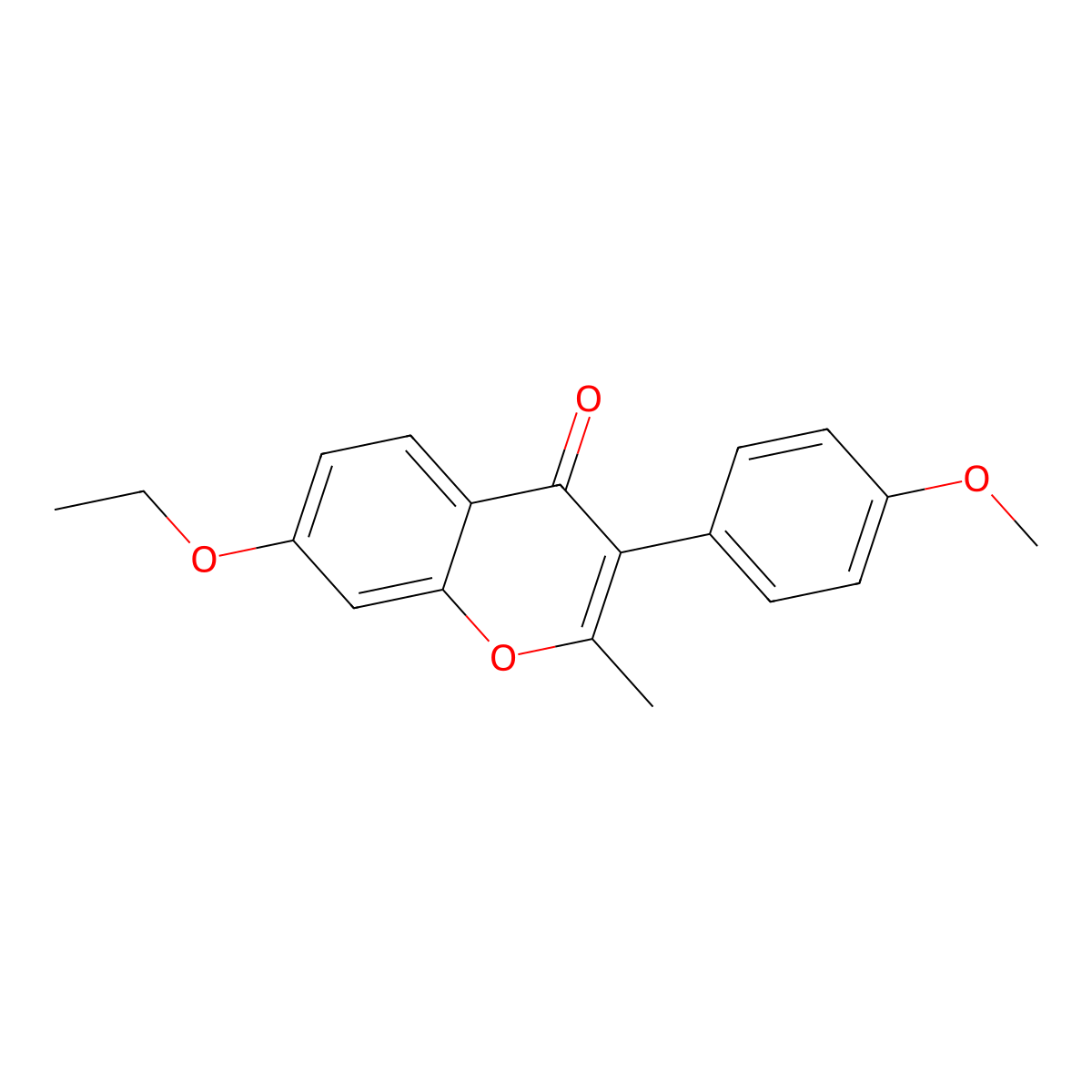 7-Ethoxy-3-(4-methoxyphenyl)-2-methyl-4H-chromen-4-one molecular structure, CAS 303094-61-3