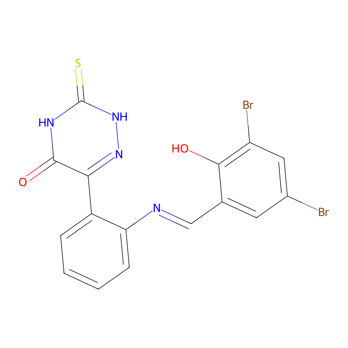 6-(2-((3,5-DI-BR-2-Hydroxybenzylidene)amino)PH)-5-HO-1,2,4-triazine-3(4H)-thione molecular structure, CAS 303094-65-7