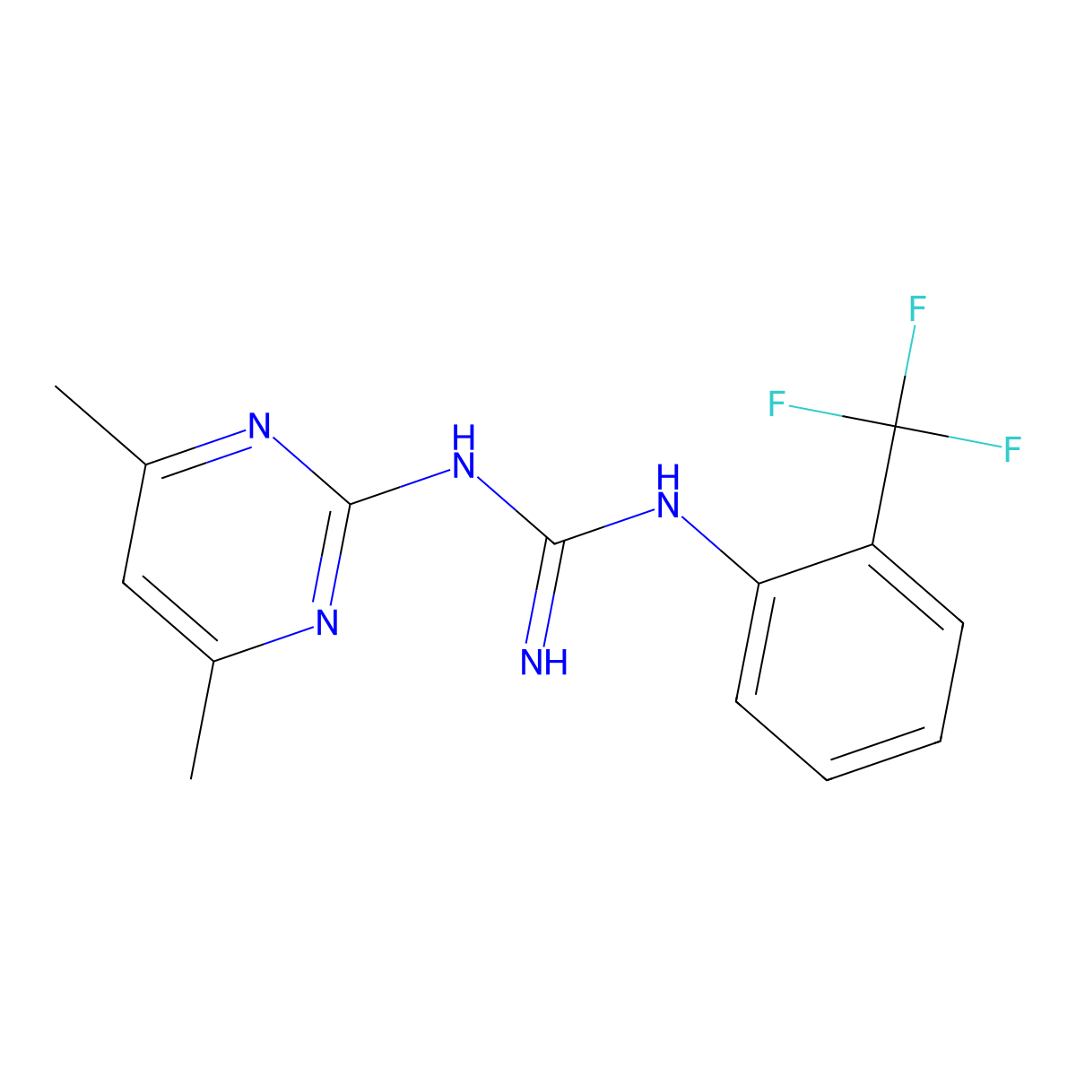2-(4,6-Dimethylpyrimidin-2-yl)-1-[2-(trifluoromethyl)phenyl]guanidine molecular structure, CAS 303094-67-9