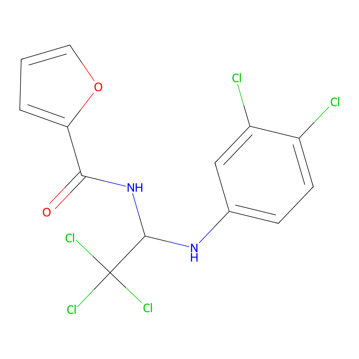N-(2,2,2-Trichloro-1-(3,4-dichloroanilino)ethyl)-2-furamide molecular structure, CAS 303094-99-7