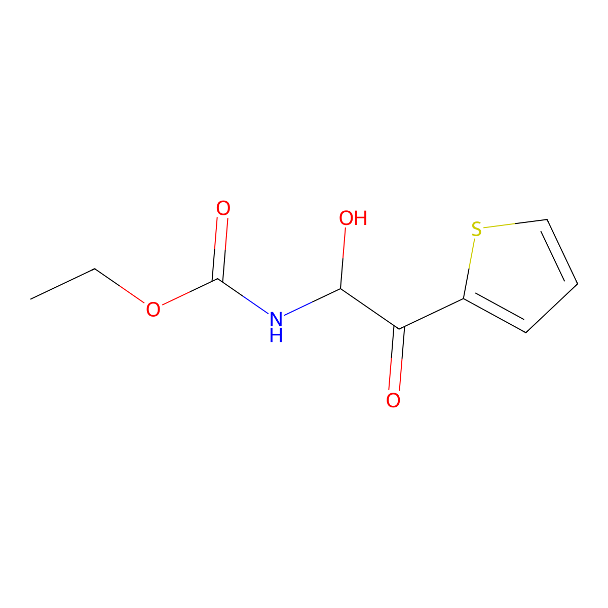 ethyl N-[1-hydroxy-2-oxo-2-(thiophen-2-yl)ethyl]carbamate molecular structure, CAS 303095-07-0