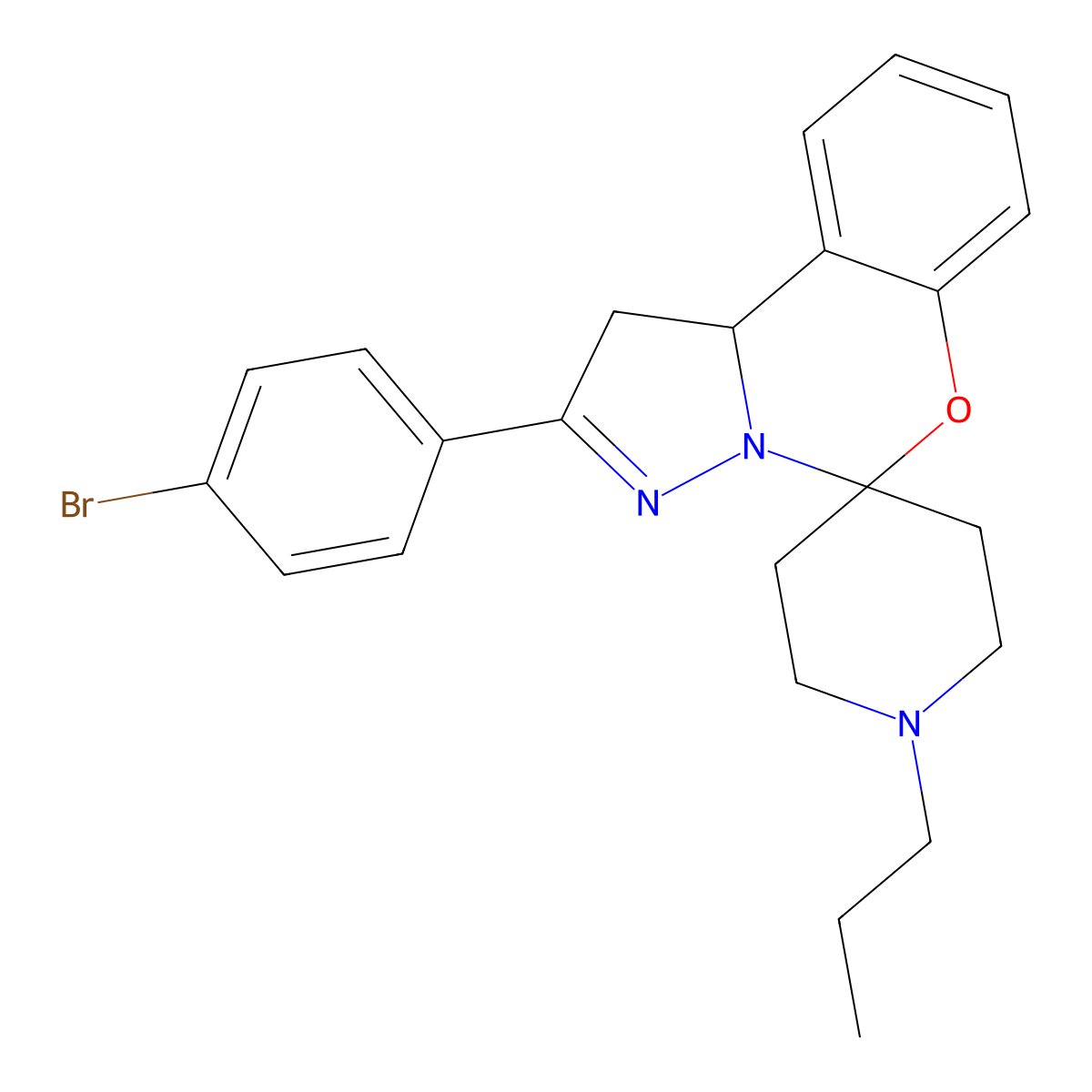 2-(4-Bromophenyl)-1'-propyl-1,10B-dihydrospiro[benzo[E]pyrazolo[1,5-C][1,3]oxazine-5,4'-piperidine] molecular structure, CAS 303095-32-1