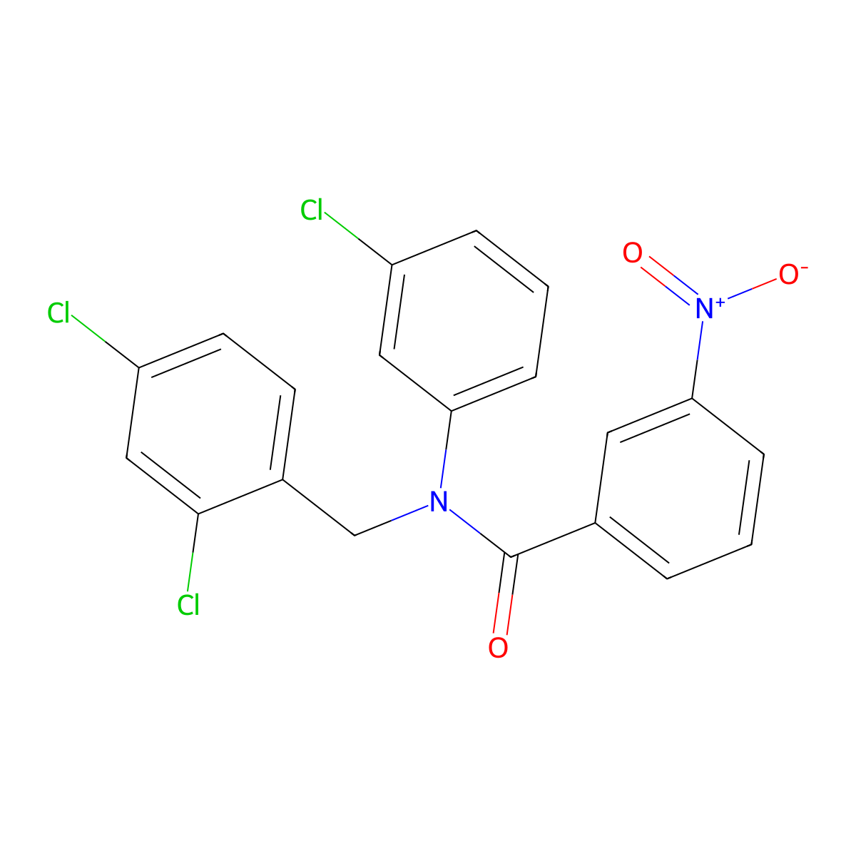 N-(3-chlorophenyl)-N-[(2,4-dichlorophenyl)methyl]-3-nitrobenzamide molecular structure, CAS 303096-22-2