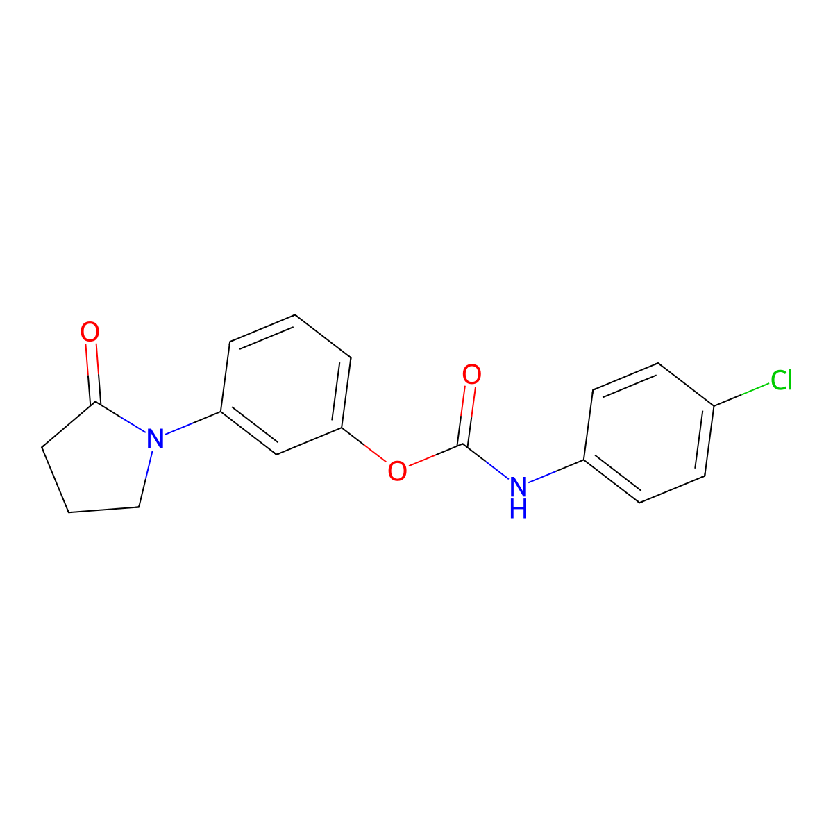 3-(2-Oxopyrrolidin-1-yl)phenyl (4-chlorophenyl)carbamate molecular structure, CAS 303096-76-6