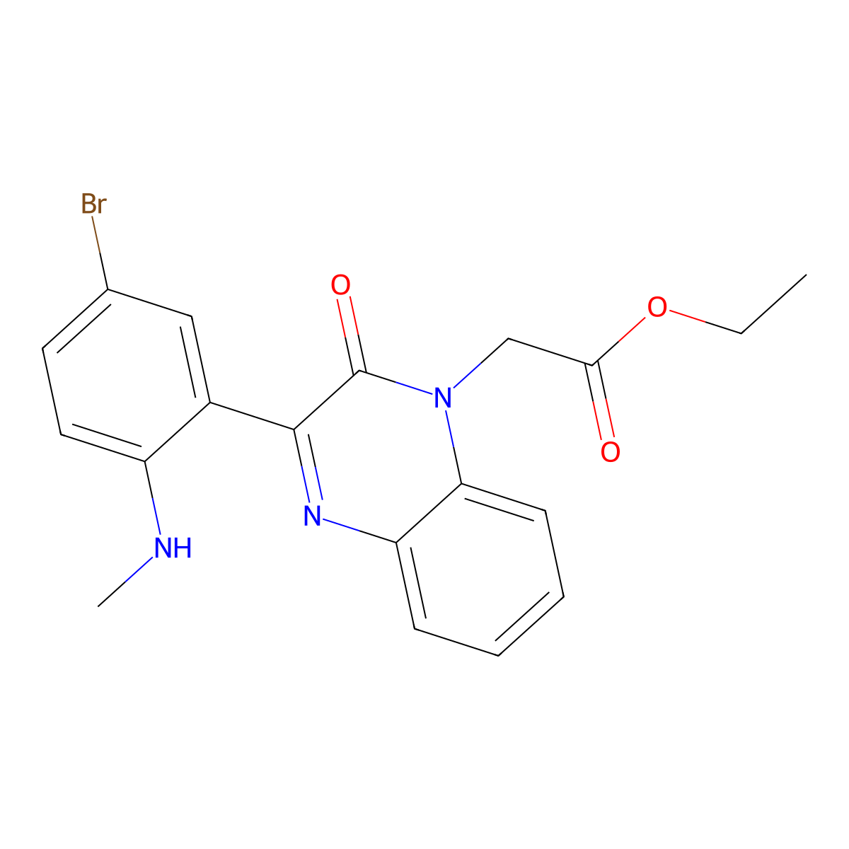 ethyl {3-[5-bromo-2-(methylamino)phenyl]-2-oxoquinoxalin-1(2H)-yl}acetate molecular structure, CAS 303097-49-6