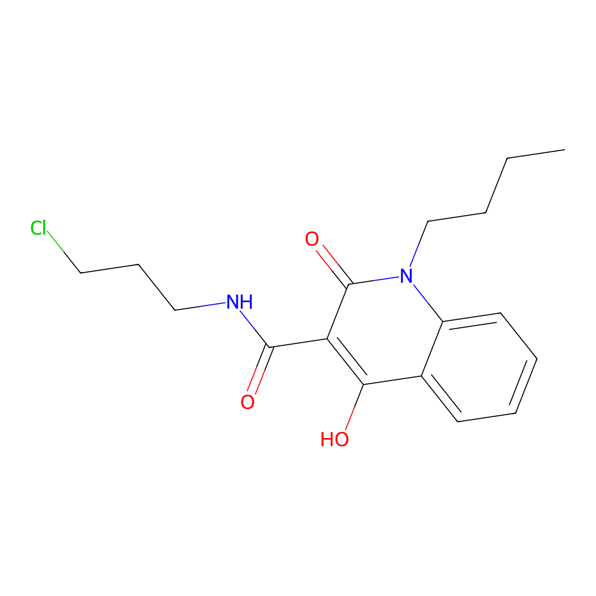 1-butyl-N-(3-chloropropyl)-4-hydroxy-2-oxo-1,2-dihydroquinoline-3-carboxamide molecular structure, CAS 303100-70-1