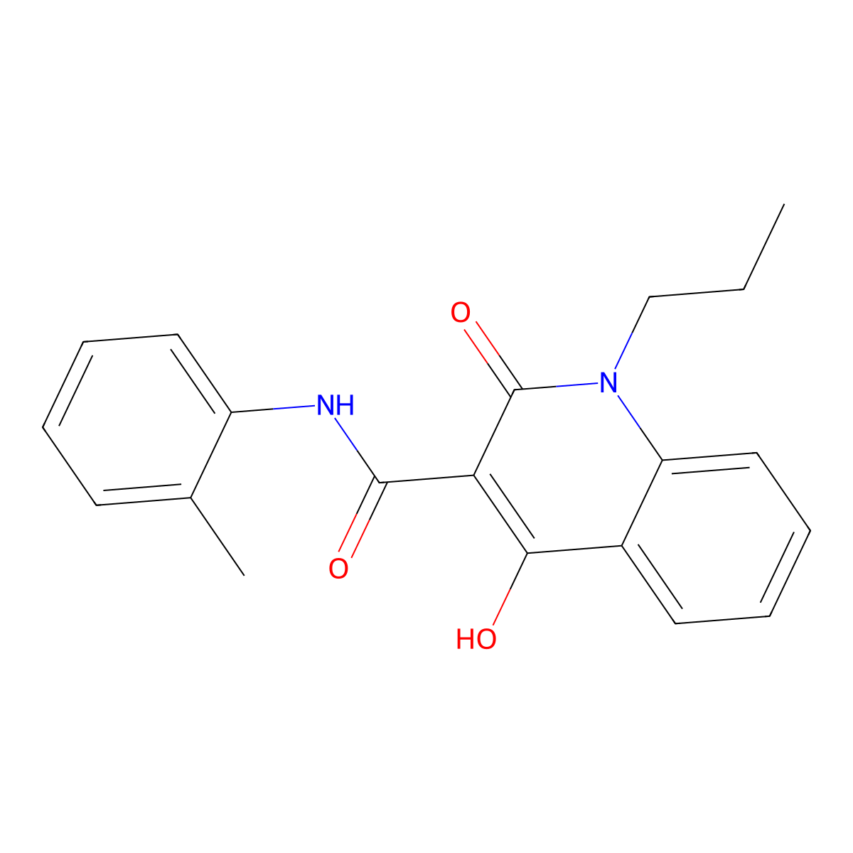 4-Hydroxy-2-oxo-1-propyl-1,2-dihydro-quinoline-3-carboxylic acid o-tolylamide molecular structure, CAS 303100-71-2
