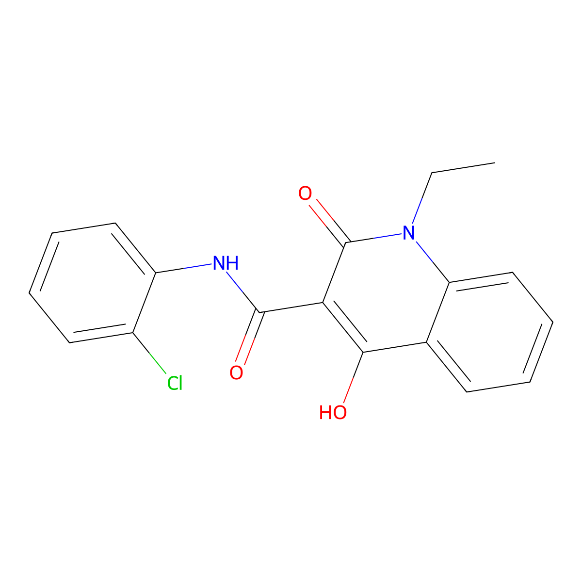 N-(2-chlorophenyl)-1-ethyl-4-hydroxy-2-oxo-1,2-dihydroquinoline-3-carboxamide molecular structure, CAS 303100-76-7