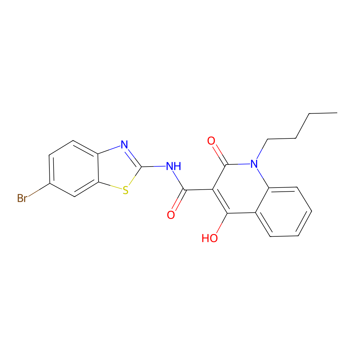 N-(6-bromo-1,3-benzothiazol-2-yl)-1-butyl-4-hydroxy-2-oxo-1,2-dihydroquinoline-3-carboxamide molecular structure, CAS 303100-98-3