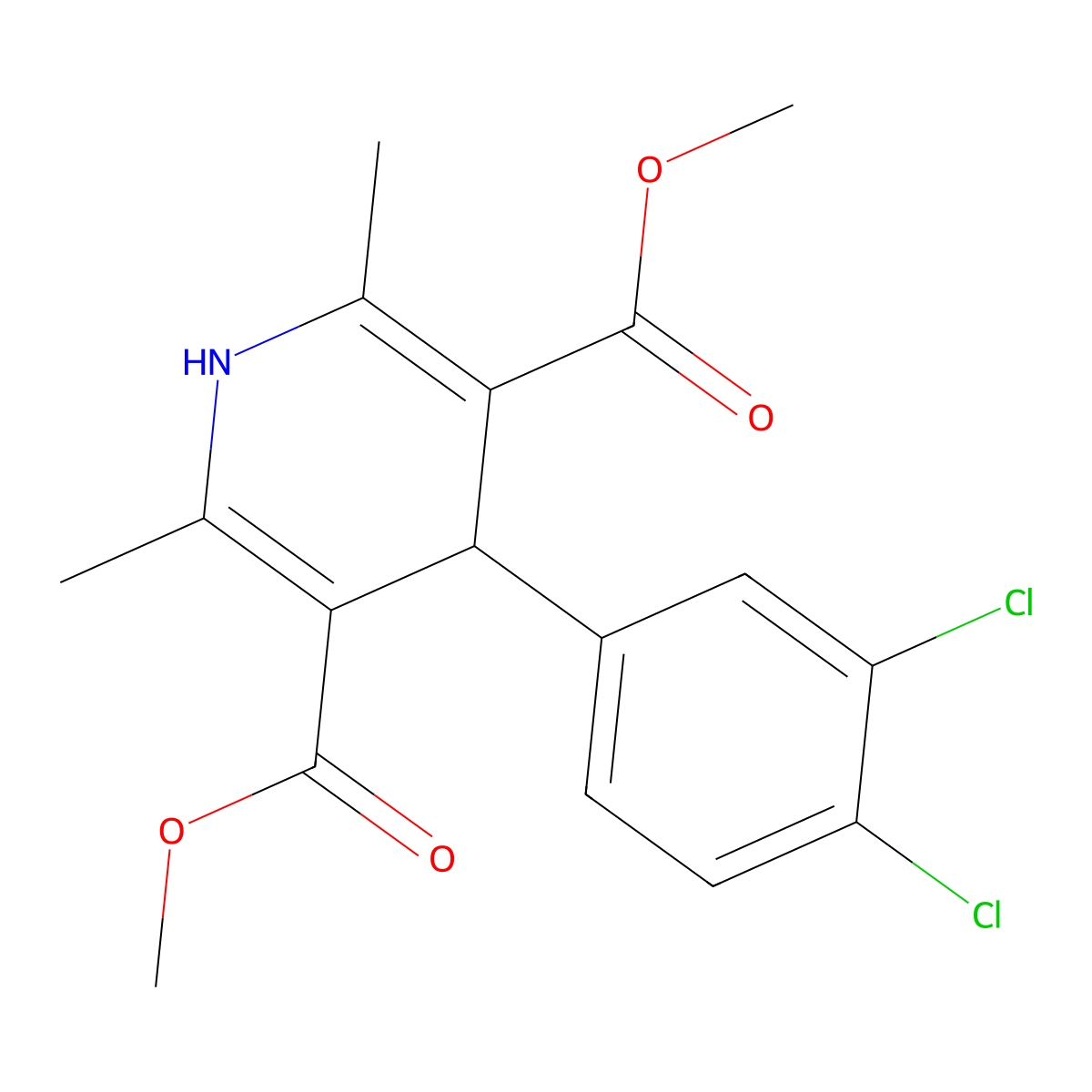 Dimethyl 4-(3,4-dichlorophenyl)-2,6-dimethyl-1,4-dihydropyridine-3,5-dicarboxylate molecular structure, CAS 303101-05-5