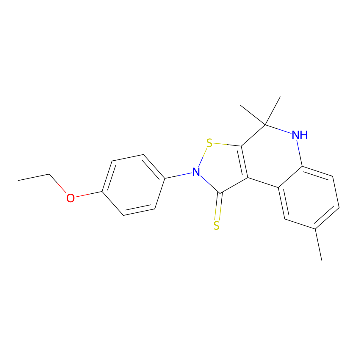 2-(4-ethoxyphenyl)-4,4,8-trimethyl-4,5-dihydroisothiazolo[5,4-c]quinoline-1(2H)-thione molecular structure, CAS 303101-83-9
