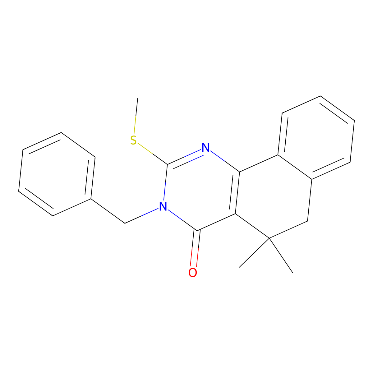3-benzyl-5,5-dimethyl-2-methylsulfanyl-6H-benzo[h]quinazolin-4-one molecular structure, CAS 303101-86-2