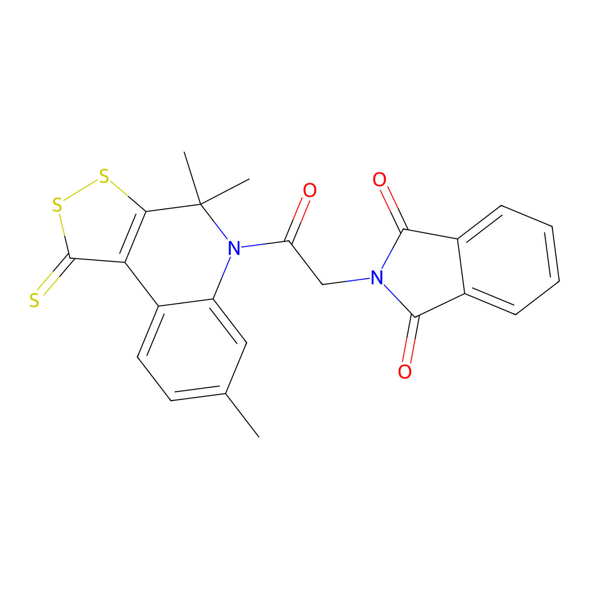 2-[2-oxo-2-(4,4,7-trimethyl-1-thioxo-1,4-dihydro-5H-[1,2]dithiolo[3,4-c]quinolin-5-yl)ethyl]-1H-isoindole-1,3(2H)-dione molecular structure, CAS 303101-87-3