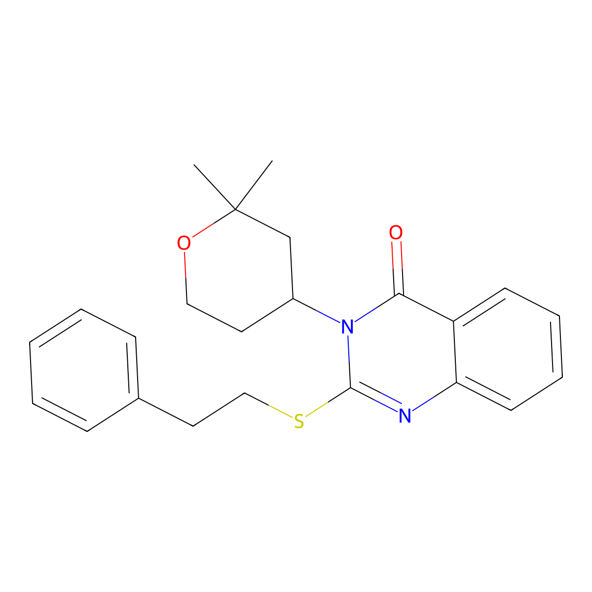 3-(2,2-dimethyltetrahydro-2H-pyran-4-yl)-2-[(2-phenylethyl)sulfanyl]quinazolin-4(3H)-one molecular structure, CAS 303101-95-3