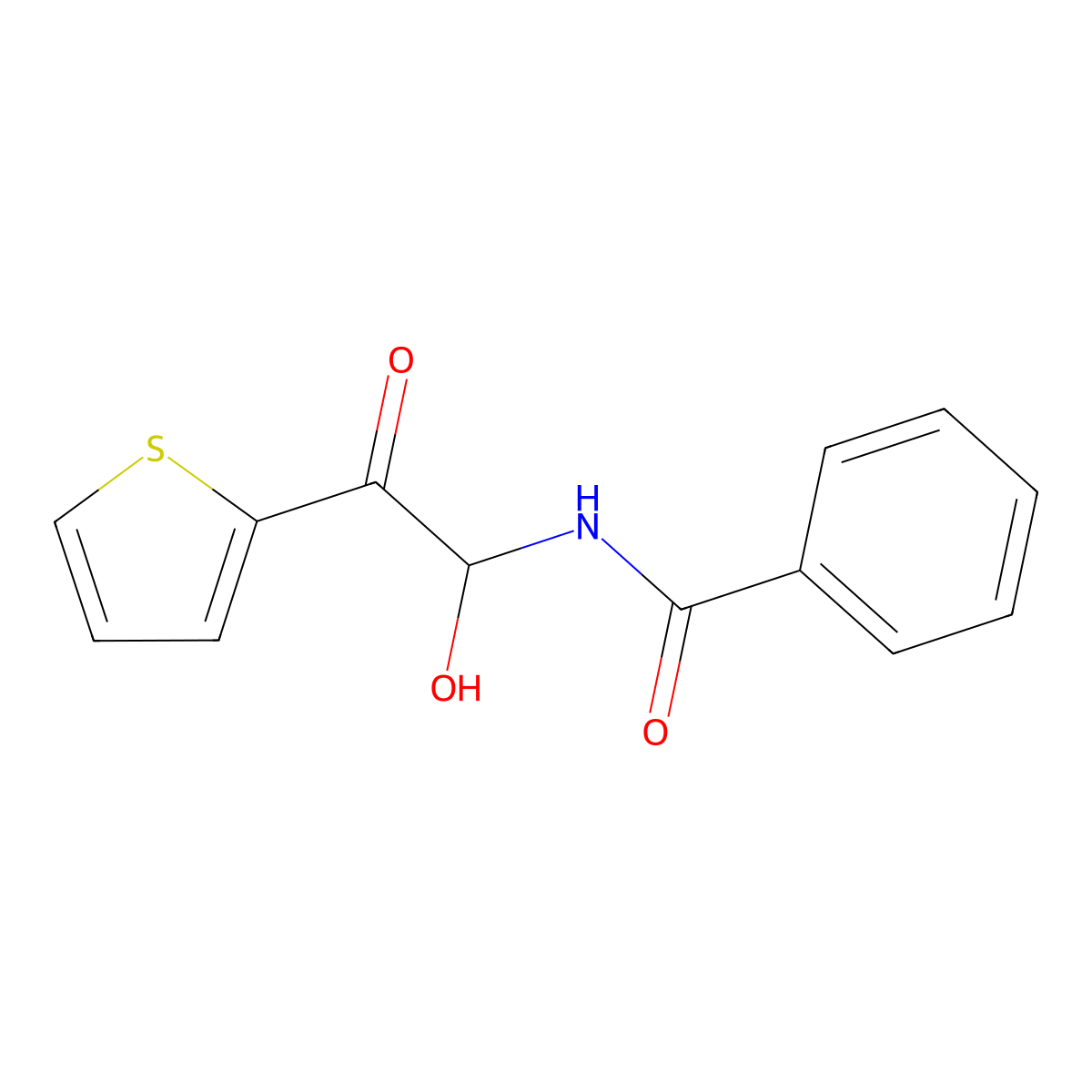 N-(1-Hydroxy-2-oxo-2-(2-thienyl)ethyl)benzamide molecular structure, CAS 303104-26-9