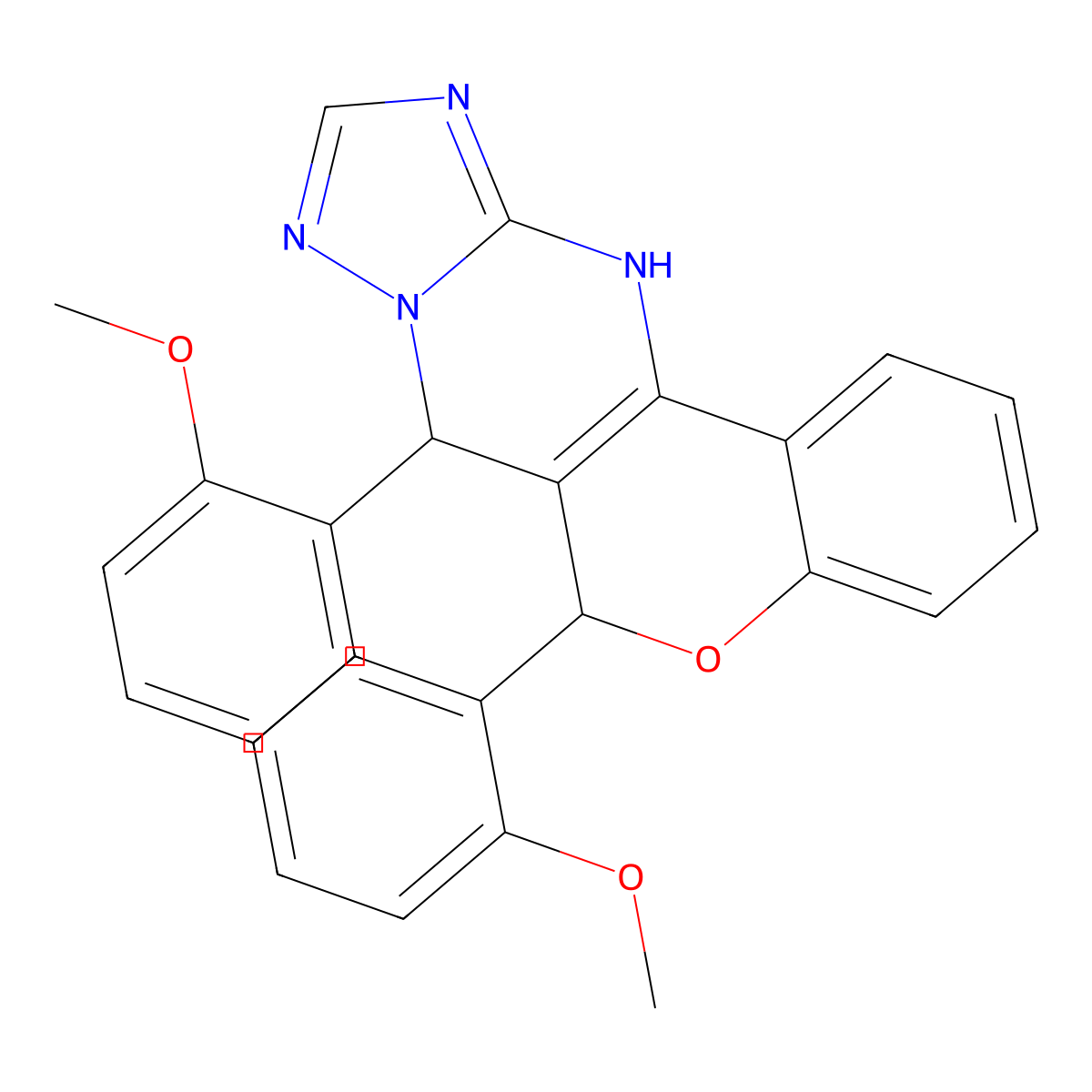 6,7-Bis(2-methoxyphenyl)-7,12-dihydro-6H-chromeno[4,3-D][1,2,4]triazolo[1,5-A]pyrimidine molecular structure, CAS 303104-29-2